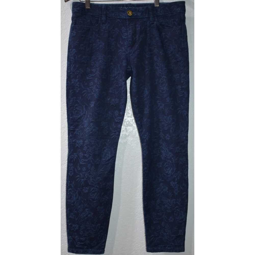 Banana Republic Skinny Ankle Jeans sz 29 Floral Blue Indigo Denim Limited Editio